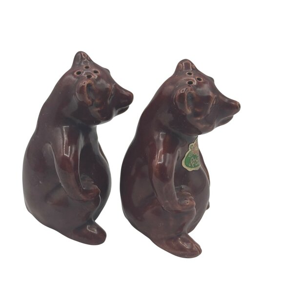 Rosemeade Brown Bear Salt & Pepper Shakers Ceramic Vintage Collectible - Picture 4 of 6